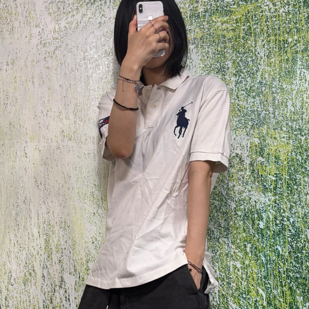 폴로 빅포니 치프키프 화이트 반팔 카라 티셔츠 M