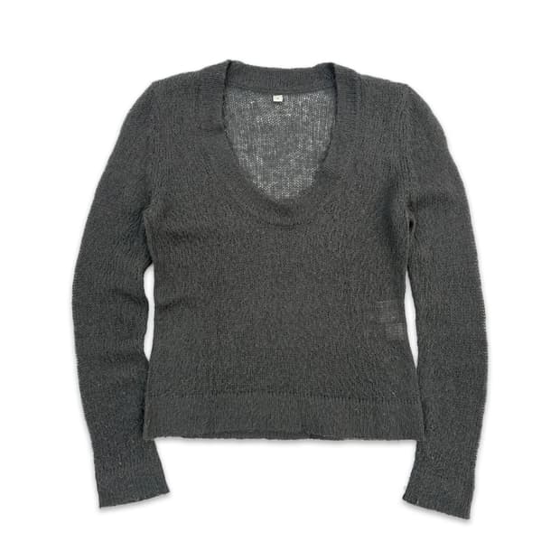 빈티지 그레이 시스루 레이어드 니트