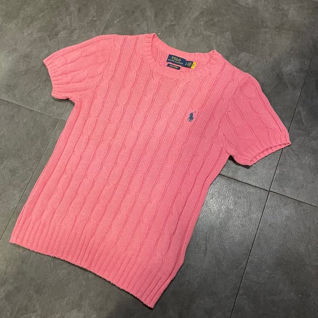 [IM] polo 폴로랄프로렌 꽈배기 핑크 반팔니트