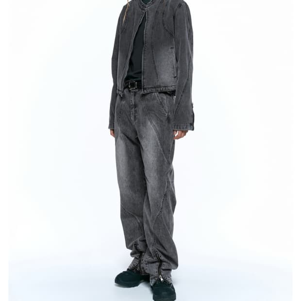 인사일런스 우먼 커브드 지퍼 데님팬츠 xs