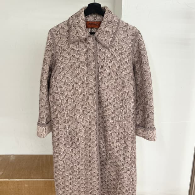 미쏘니 핑크 울 혼방 니트 코트