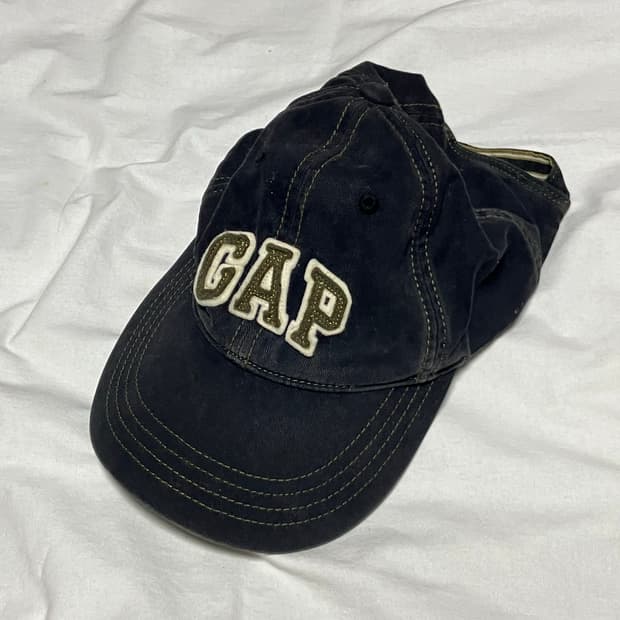 00s 빈티지 GAP 갭 볼록로고 모자 워시드 블랙
