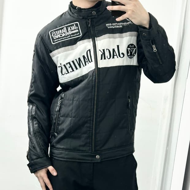 잭다니엘 퀼티드 레이싱 바이커 자켓