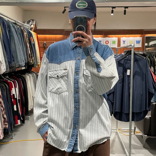 빈티지 데님 웨스턴 셔츠  