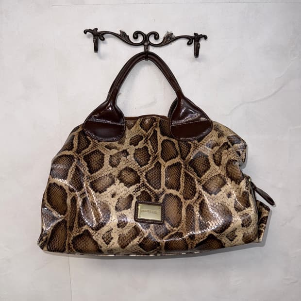 Anne Klein brown python big tote bag