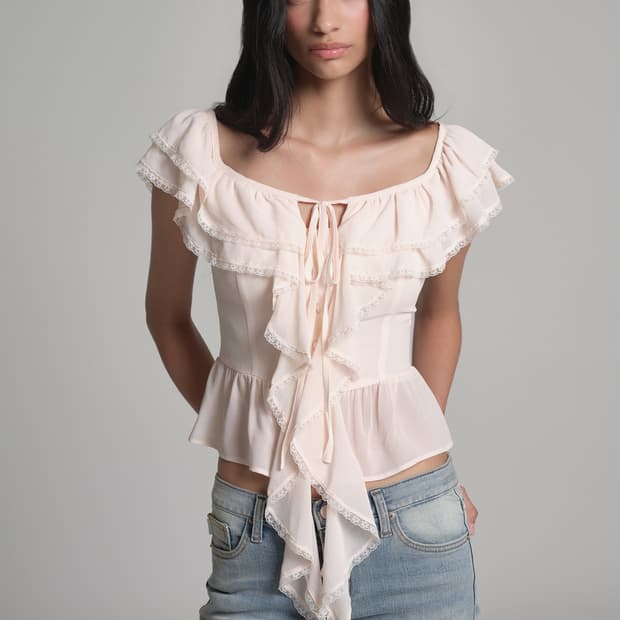 클리시어 블라우스 Cherry sorbet ruffle top, Baby