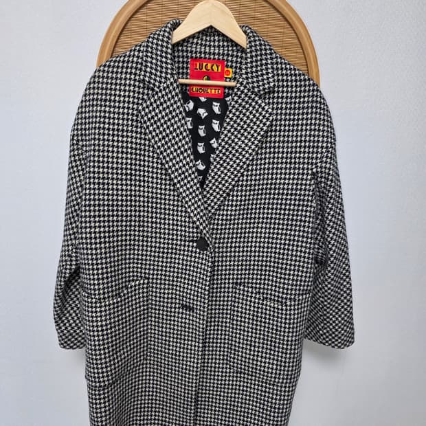 럭키슈에뜨 Harris Tweed 체크 코트  프리미엄 울100