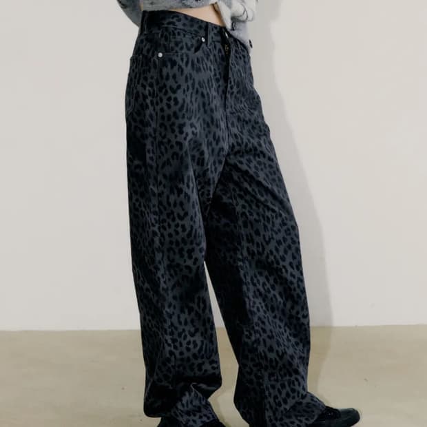 오피쉬 와이드 레오파드 팬츠(차콜)