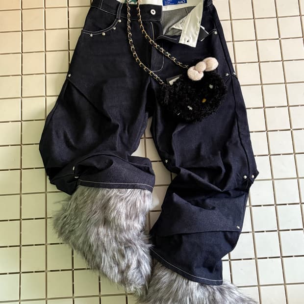 AAO viedit starry stud random tuck pants