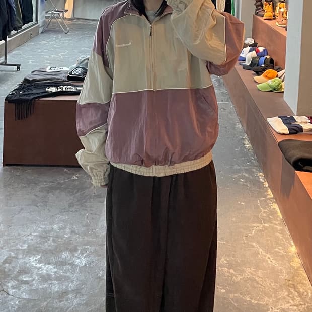 쓰리타임즈 빈티지 블록 윈드브레이커 자켓 H1045