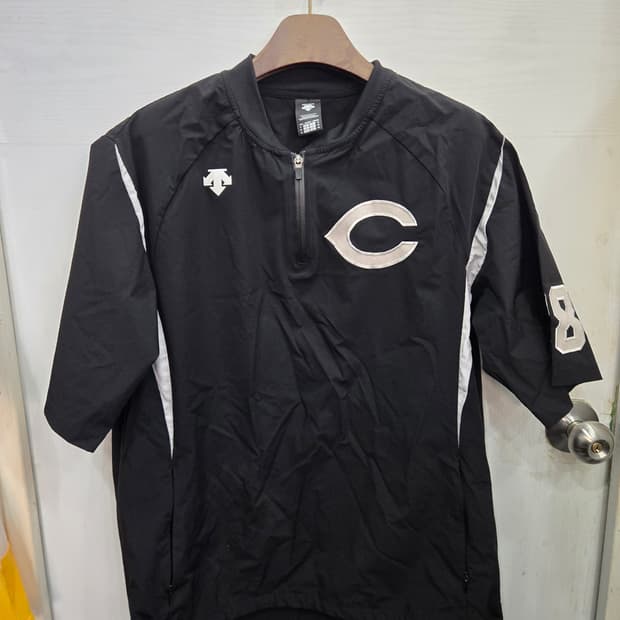 105,XL )) DESCENTE 데상트 반집업 바람막이 반팔티셔츠~