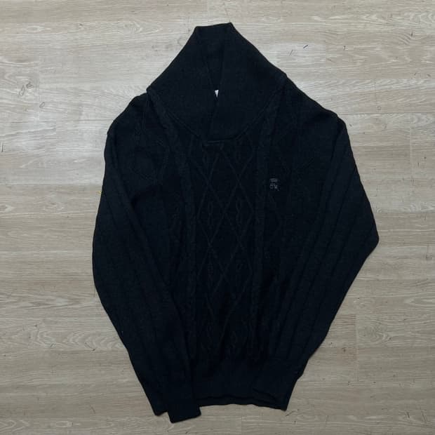 카운테스마라 여성 숄카라 울 패턴 니트 [블랙] M/95