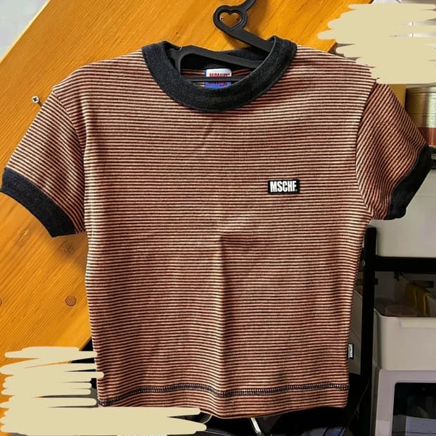 미스치프 16SS 스트라이프 크롭티 Orange