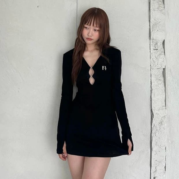 뉴얼린 엠블럼 셔츠 원피스