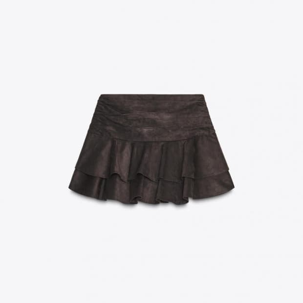 자라 스웨이드 프릴 치마