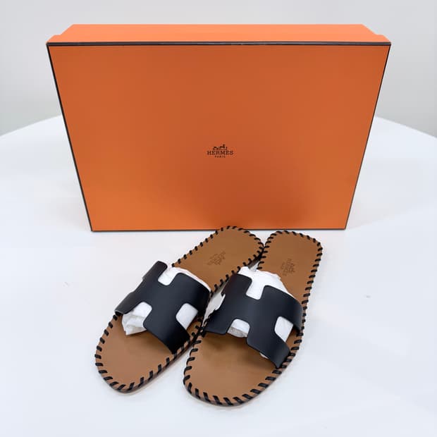 [미사용/235] 에르메스 이즈미르 투톤 스티치 샌들 슬리퍼