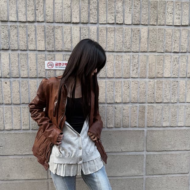 램스킨 브라운 레더 자켓