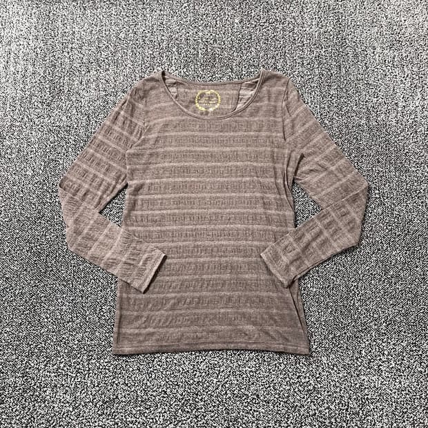 vinteちきゅ. 빈티지 스트라이프 긴팔티셔츠 브라운 모리걸 그런지 