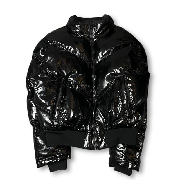 디젤 블랙 에나멜 숏 패딩 점퍼