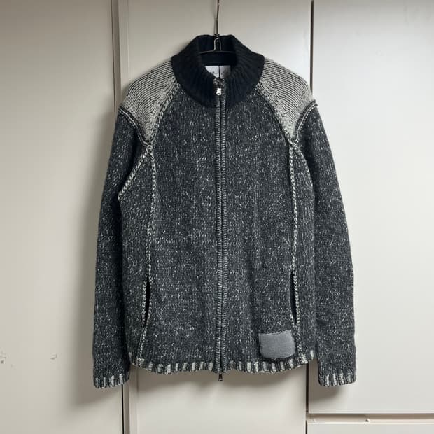 아르마니 익스체인지 램스울 하이넥 니트집업