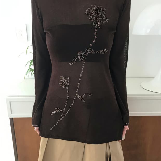 vintage brown mesh top