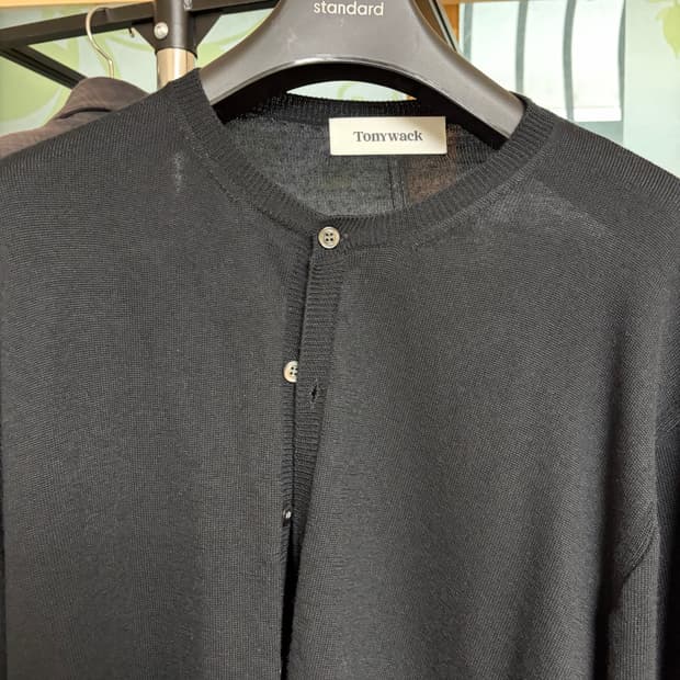 XL)토니웩 슈퍼파인울 라운드넥 가디건 블랙