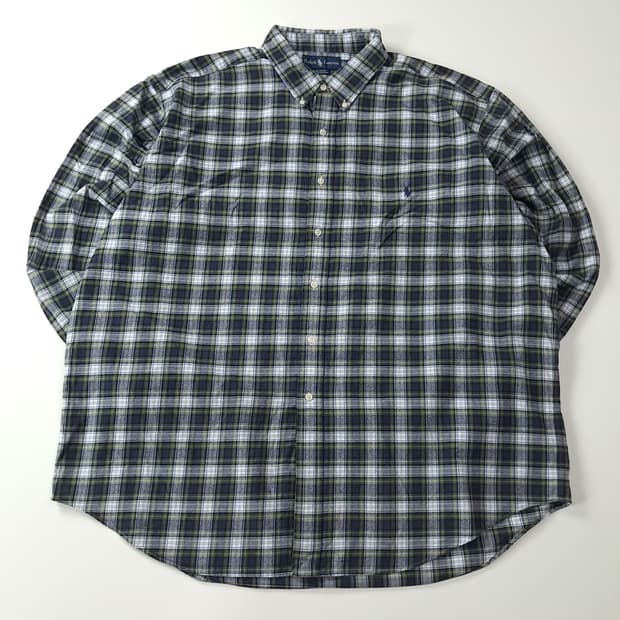 CA590 2XL 폴로 빅사이즈 90s 모던 블랙워치 타탄체크 셔츠 남