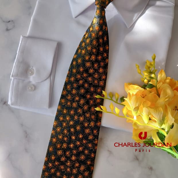 샤를 주르당 실크 기하 패턴 넥타이 9.6cm A+등급 A19166
