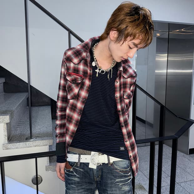 double collar check shirt