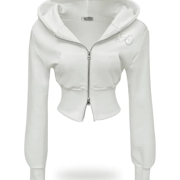 SOULSCOLOR 쥬얼 레터링 크롭 후드집업