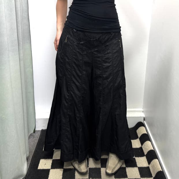 블랙 레이스 스커트팬츠