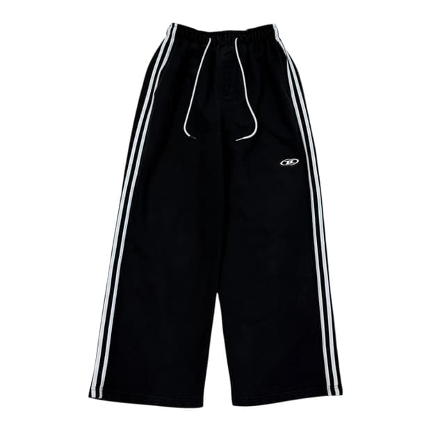 본투윈 크롬 B로고 트랙 라인 와이드 팬츠 바지 블랙 2