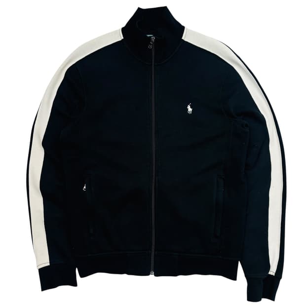 폴로 랄프 로렌 블랙 화이트 트랙탑 져지 S