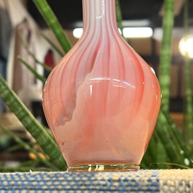60s Czech pinkish-red Opalines Bud Vase