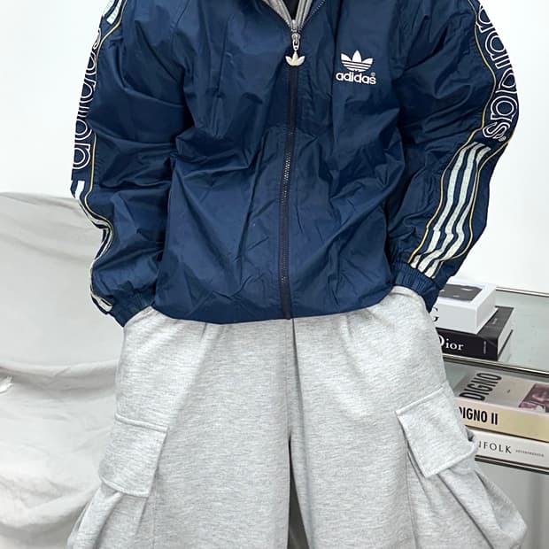 아디다스 90s 빅로고 올드스쿨 바람막이 XL