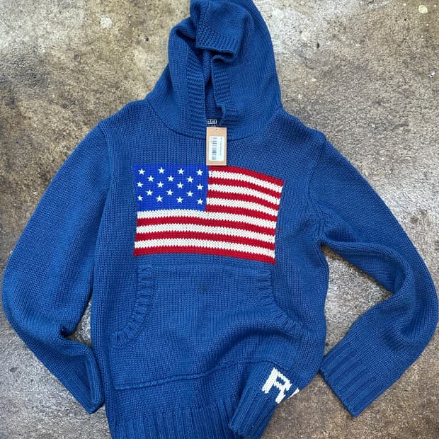 POLO RALPH LAUREN USA FLAG 니트 후드