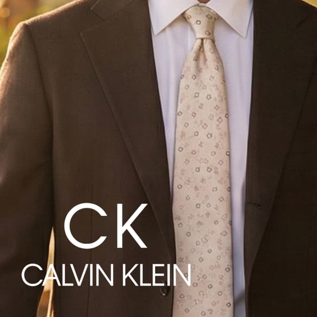 캘빈클라인 실크 아이보리 핑크 패턴 넥타이 8.7cm A+등급 K1841