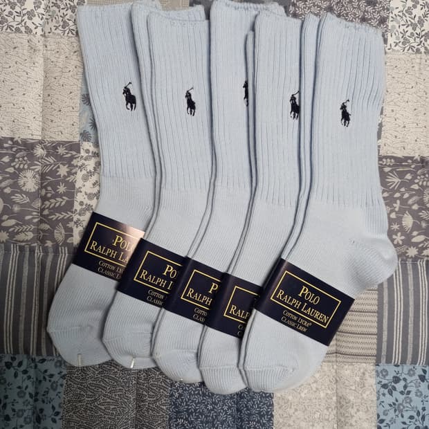 폴로 여성 골지양말 하늘색    