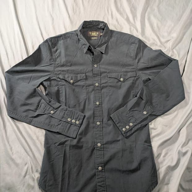 RRL 더블알엘 트윌 웨스턴 셔츠 그레이