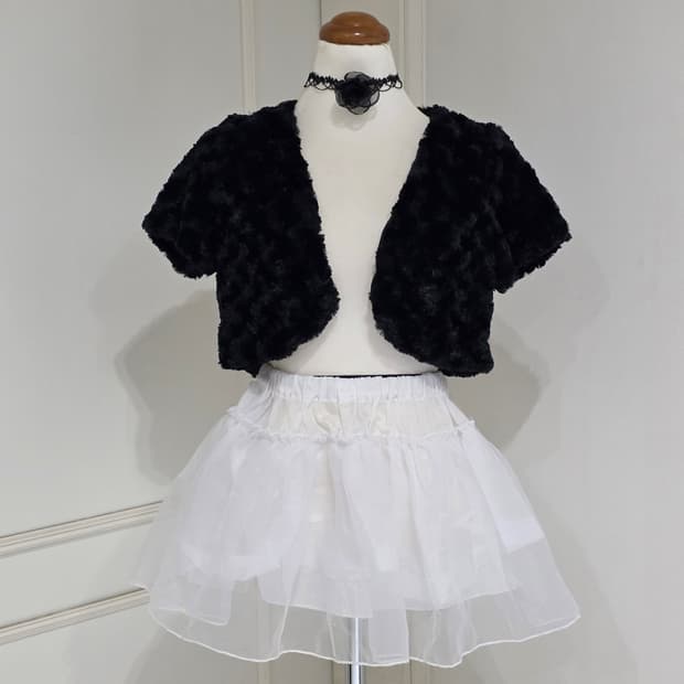 일본빈티지)블랙모리걸 고딕로리타st 인조페이크퍼 크롭숏 볼레로