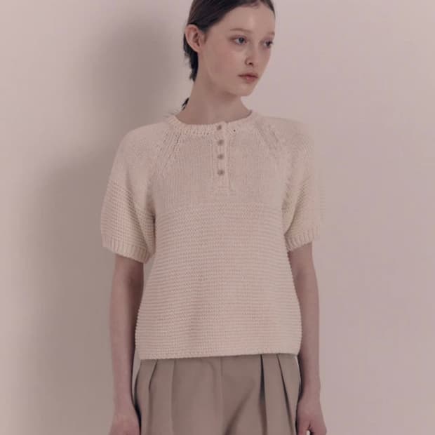 낫띵리튼 보니 숏 코튼 니트 / 여성 니트/ 여자 니트