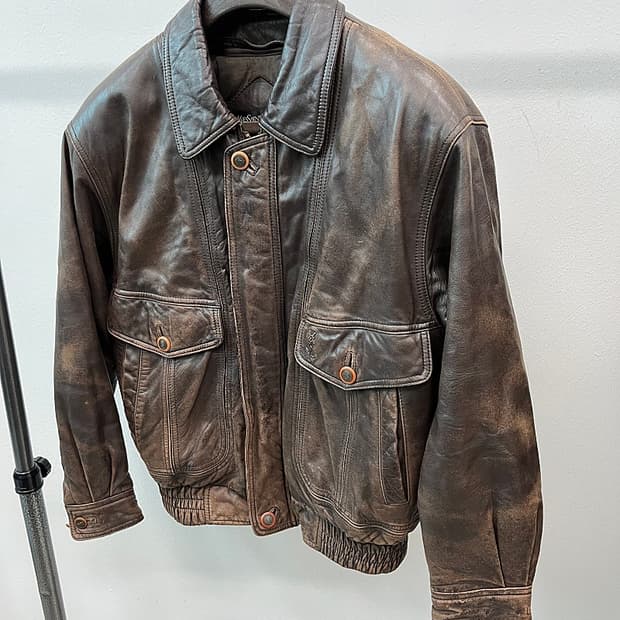 95) 입생로랑 90s 가죽 봄버자켓 