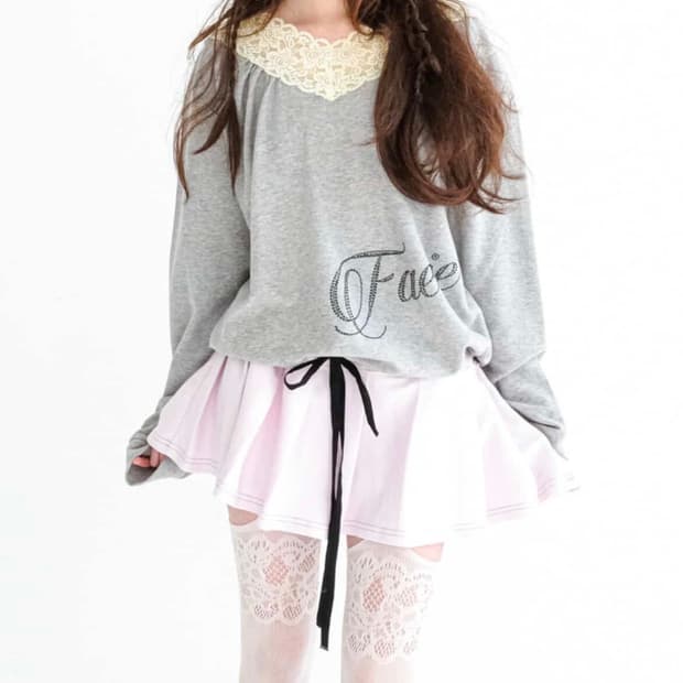 샵페어리 레이스 브이넥 핑크