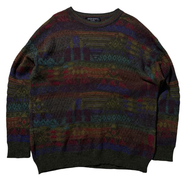 입생로랑 패턴 라운드 니트