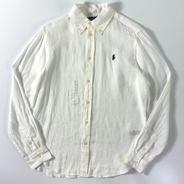 Polo  폴로 랄프로렌 자수 린넨 데드스탁 화이트 셔츠 