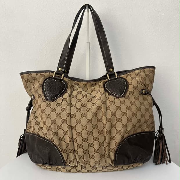 구찌 GG캔버스 하트 빅 쇼퍼백 숄더 토트백