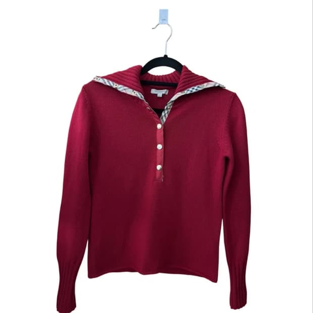 버버리 헨리 스타일 스냅 풀오버 스웨터