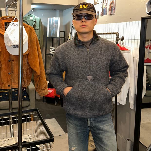80’s LL Bean material knit half zip-up