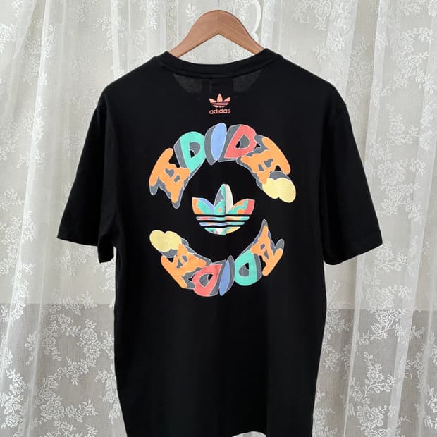 2XL) 아디다스 그래픽 반팔 티셔츠 블랙