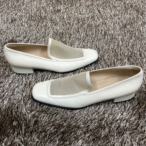 구찌 Gucci 아이보리 메쉬 패널 로퍼 36